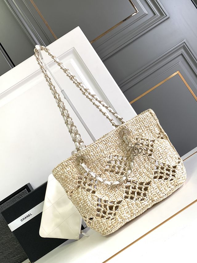 CC original raffia medium shopping bag AS4714 beige