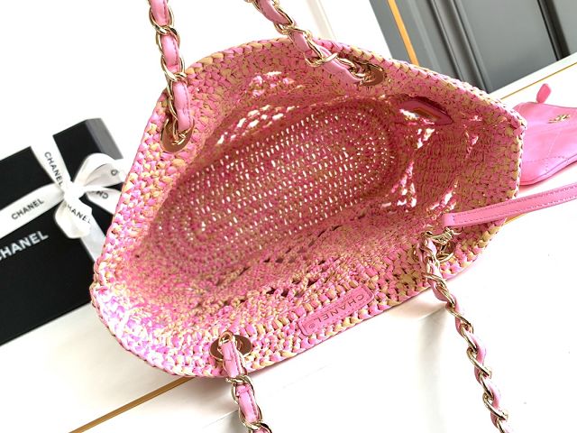 CC original raffia medium shopping bag AS4714 pink