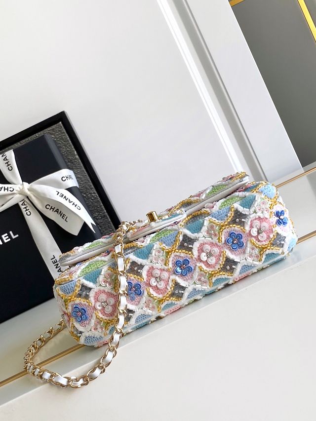 CC original sequins mini flap bag AS2090 white