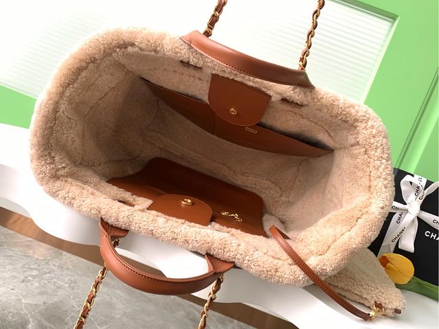 CC original suede&shearling large shopping bag A69941 brown