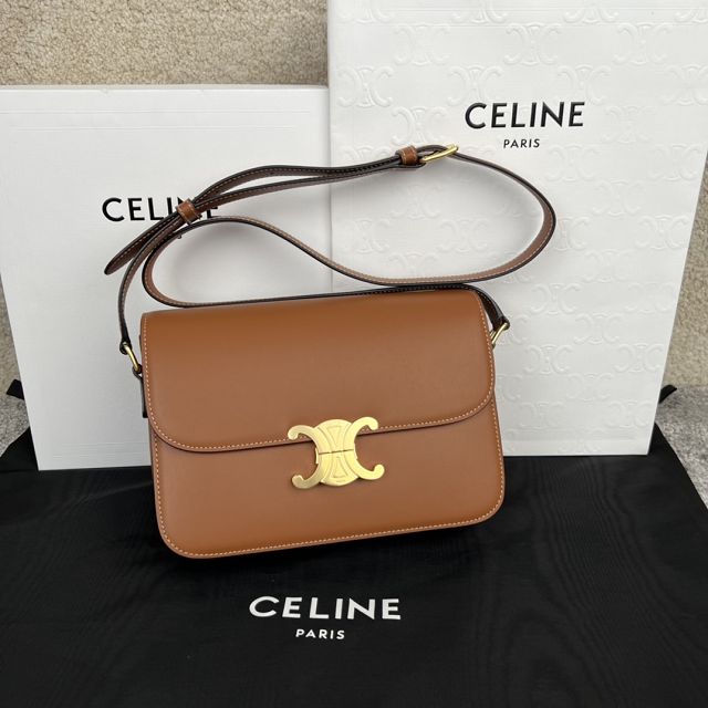 Celine original calfskin medium triomphe bag 187363 tan