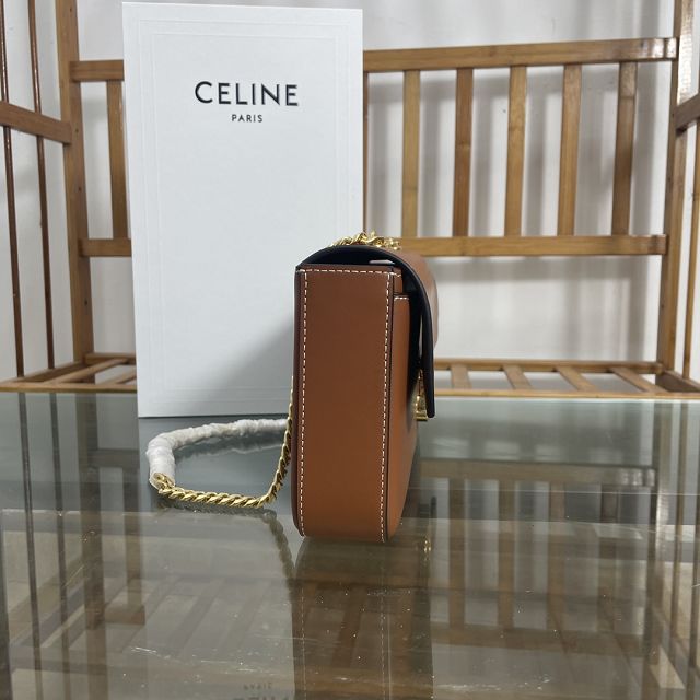 Celine original calfskin east west triomphe bag 197413 tan