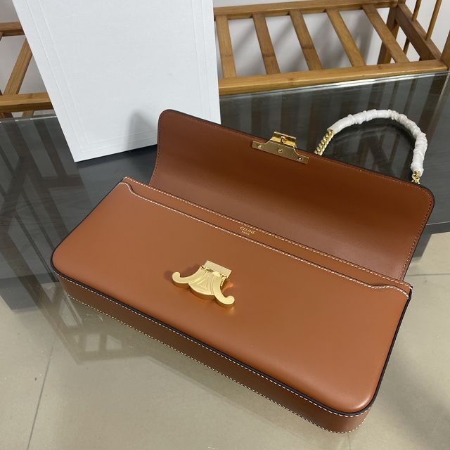 Celine original calfskin east west triomphe bag 197413 tan