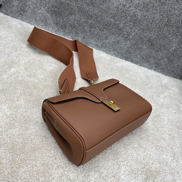 Celine original calfskin small soft 16 bag 196853 tan