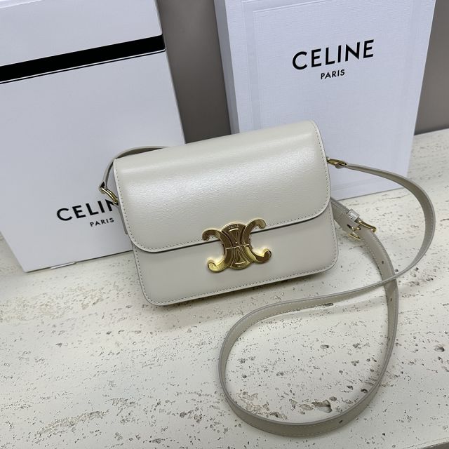 Celine original calfskin small triomphe bag 188423 light grey