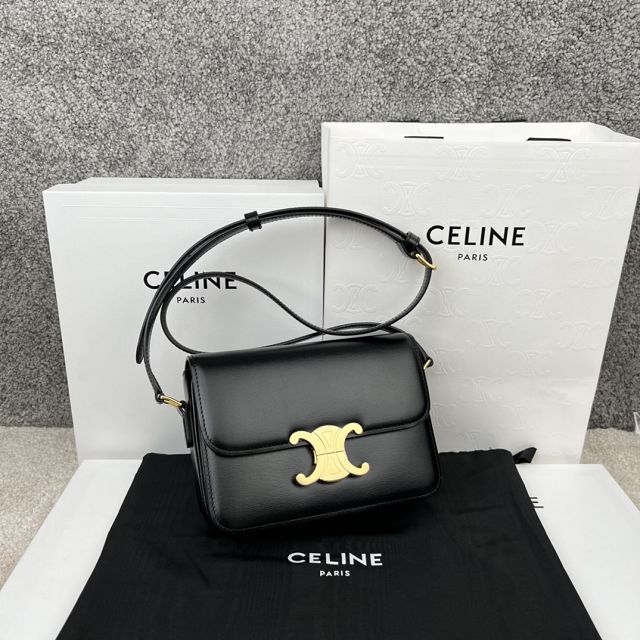 Celine original calfskin small triomphe bag 188423 black