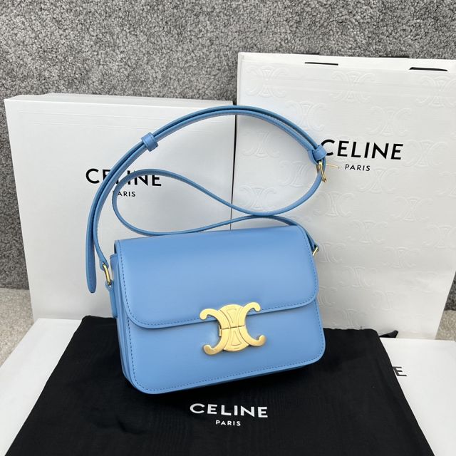 Celine original calfskin small triomphe bag 188423 blue 