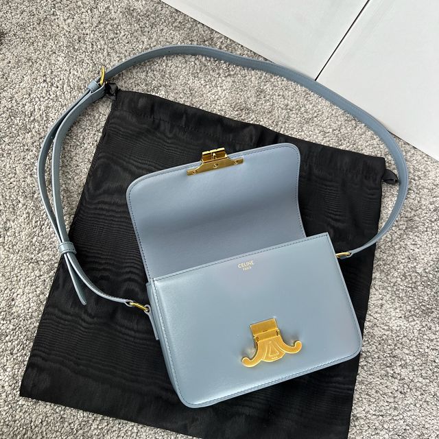 Celine original calfskin small triomphe bag 188423 blue grey