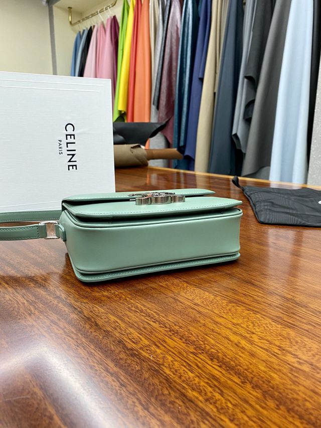 Celine original calfskin small triomphe bag 188423 cyan