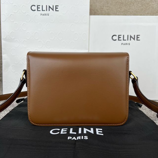 Celine original calfskin small triomphe bag 188423 dark brown