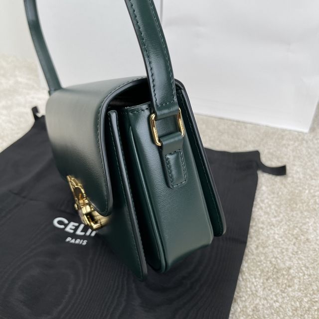 Celine original calfskin small triomphe bag 188423 dark green