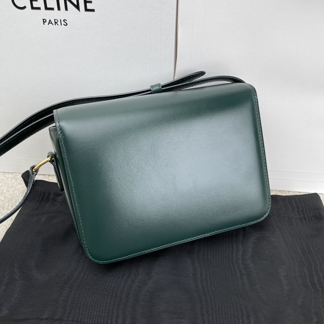 Celine original calfskin small triomphe bag 188423 dark green