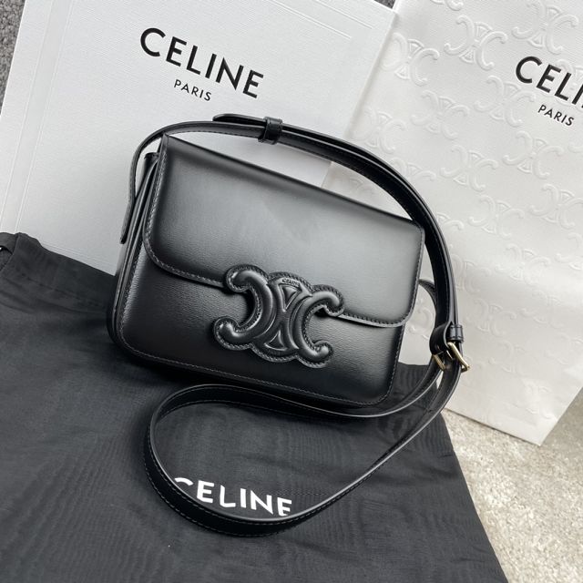 Celine original calfskin small triomphe bag 199223 black