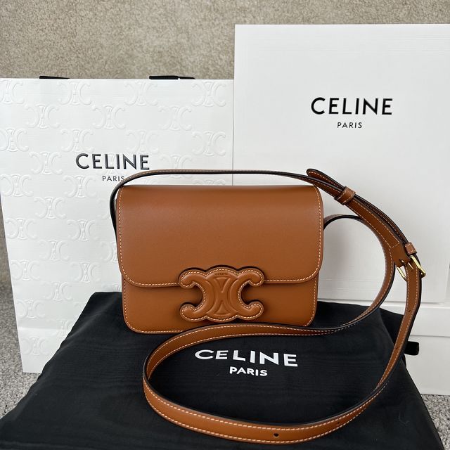 Celine original calfskin small triomphe bag 199223 tan