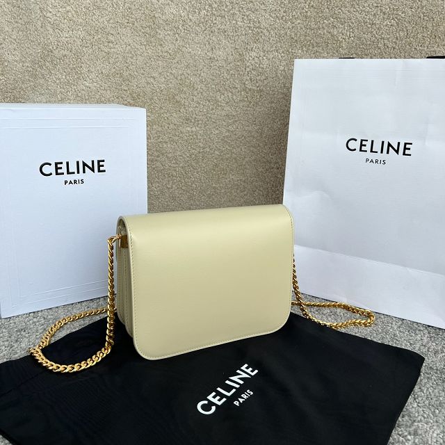 Celine original calfskin small triomphe chain bag 113583 beige