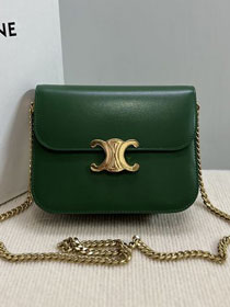 Celine original calfskin small triomphe chain bag 113583 green