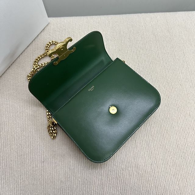 Celine original calfskin small triomphe chain bag 113583 green