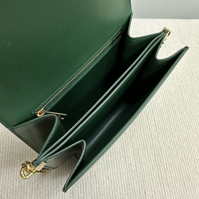 Celine original calfskin small triomphe chain bag 113583 green