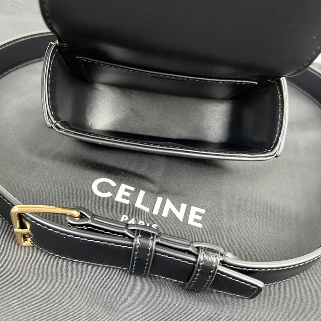 Celine original calfskin triomphe belt bag 4523 black