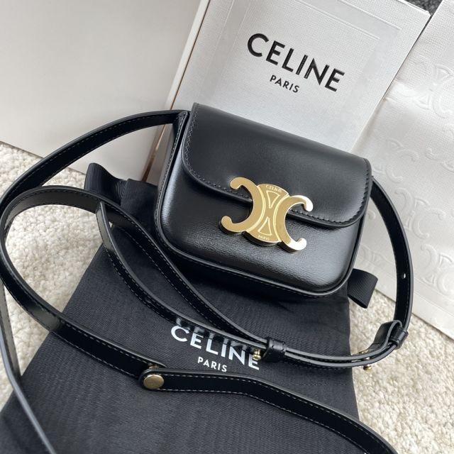 Celine original calfskin triomphe mini bag 101513 black