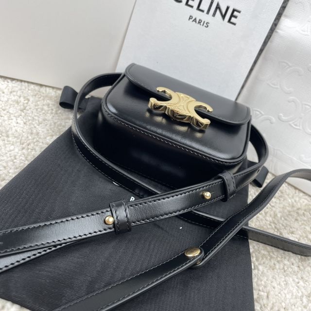 Celine original calfskin triomphe mini bag 101513 black