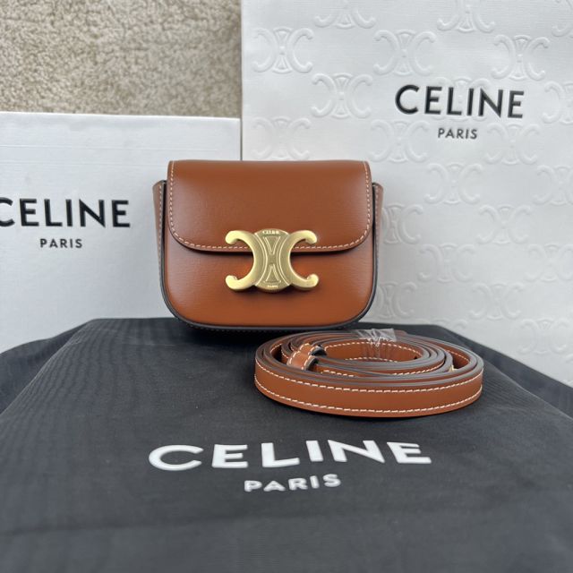 Celine original calfskin triomphe mini bag 101513 tan