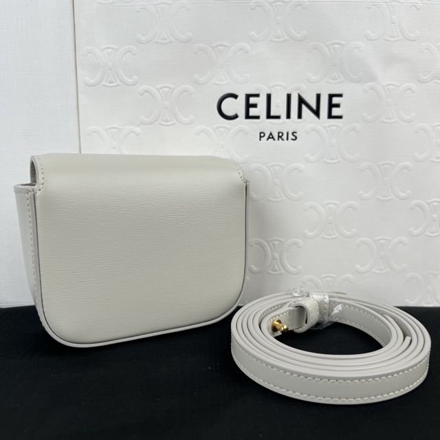 Celine original calfskin triomphe mini bag 101513 white