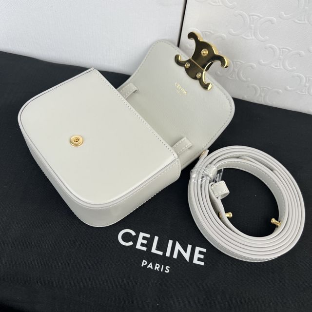 Celine original calfskin triomphe mini bag 101513 white