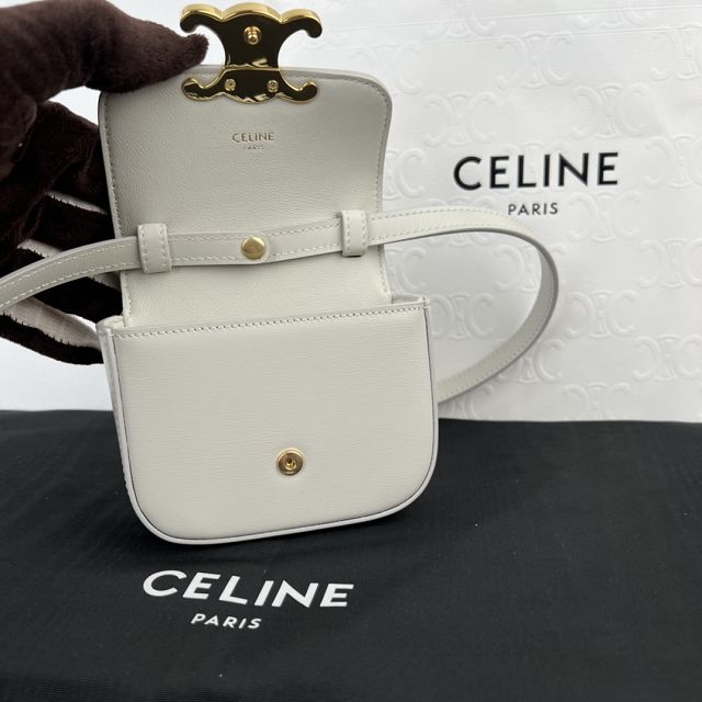 Celine original calfskin triomphe mini bag 101513 white