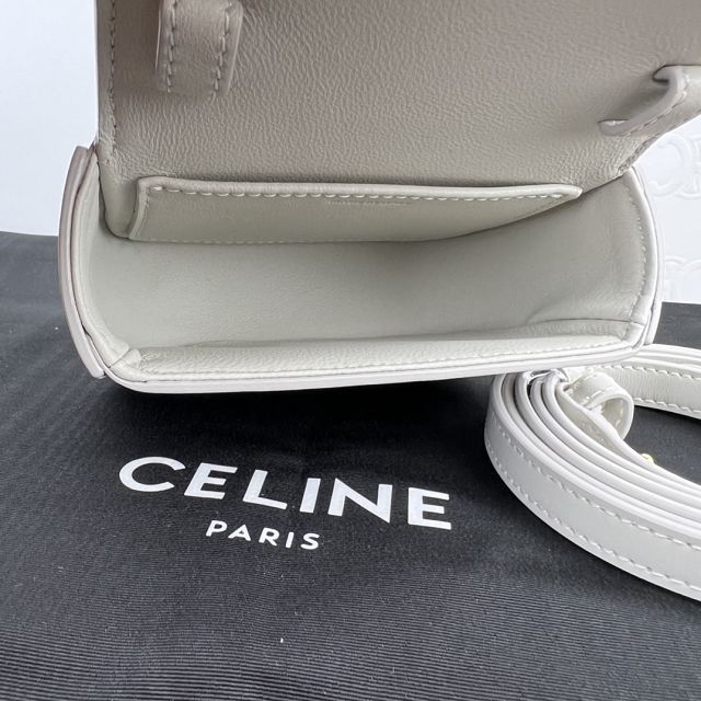 Celine original calfskin triomphe mini bag 101513 white