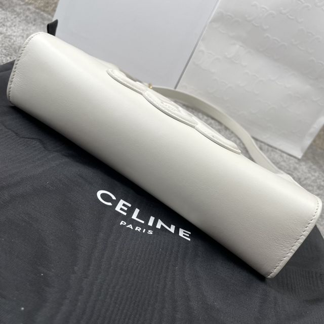 Celine original calfskin triomphe shoulder bag 198153 white