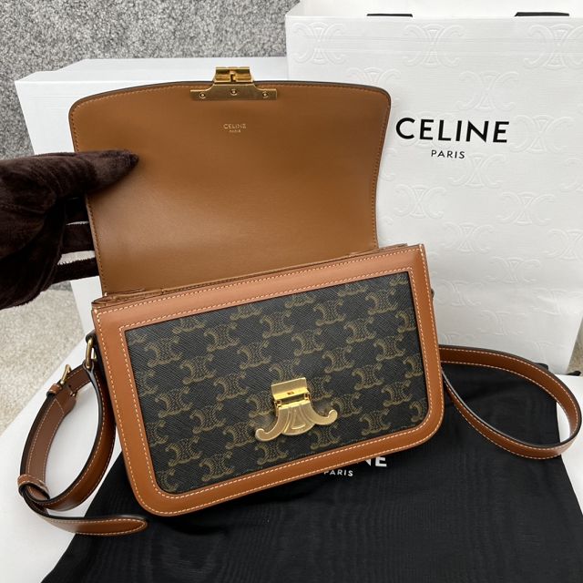 Celine original canvas medium triomphe bag 187363 tan