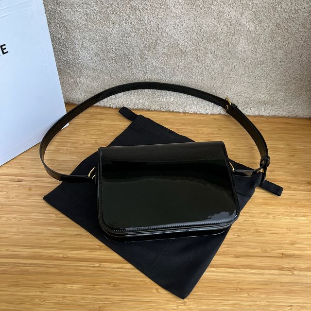 Celine original patent calfskin medium triomphe bag 187363 black