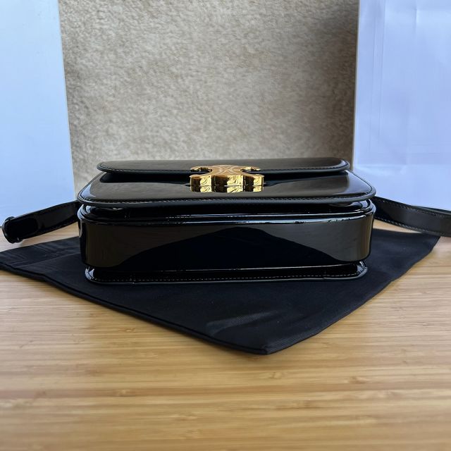 Celine original patent calfskin medium triomphe bag 187363 black