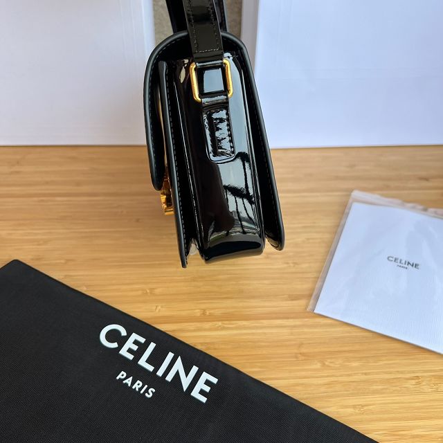 Celine original patent calfskin small triomphe bag 188423 black