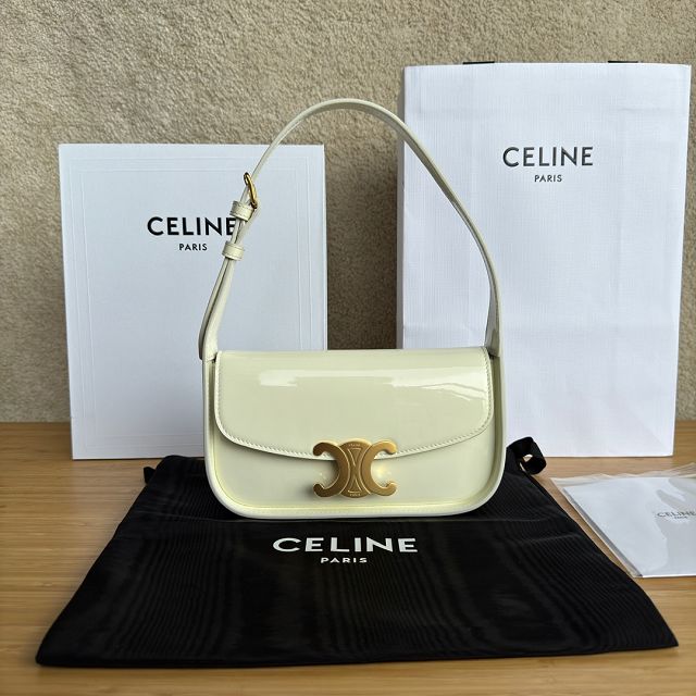 Celine original patent calfskin terence shoulder bag 118313 beige