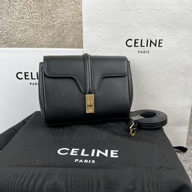 celine original calfskin mini soft 16 bag 10L353 black