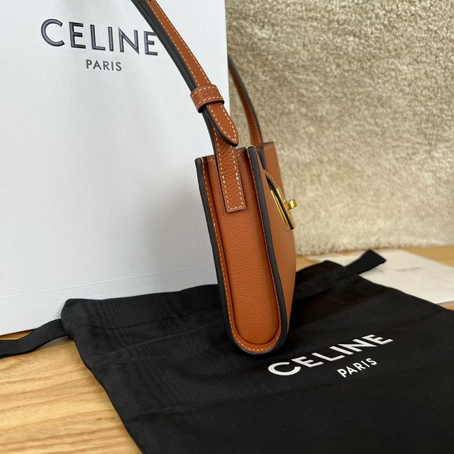 celine original calfskin mini soft 16 shoulder bag 100443 tan