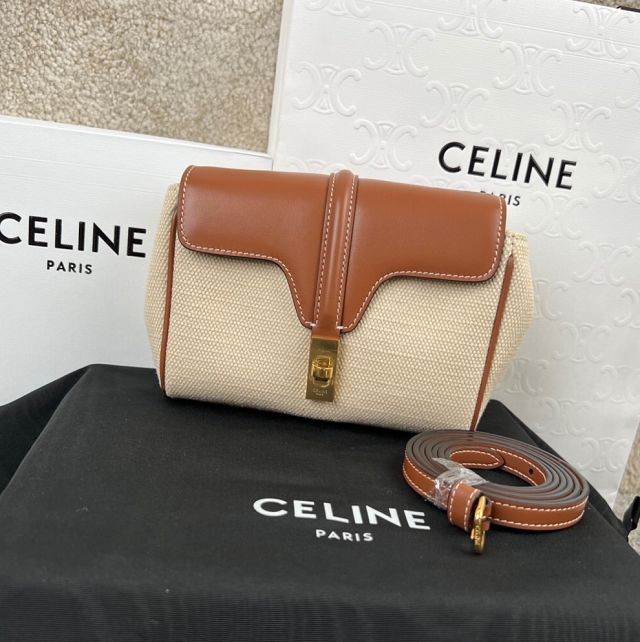 celine original canvas mini soft 16 bag 10L353 natural