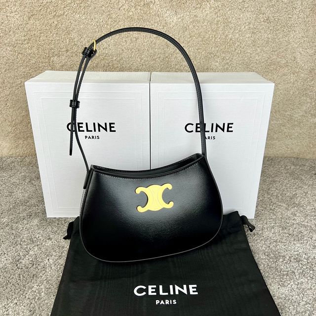 Celine original calfskin medium tilly bag 115703 black