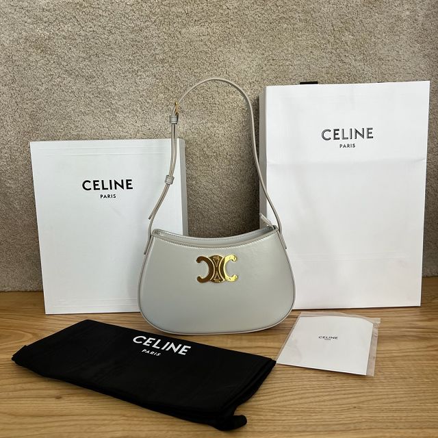 Celine original calfskin medium tilly bag 115703 light grey