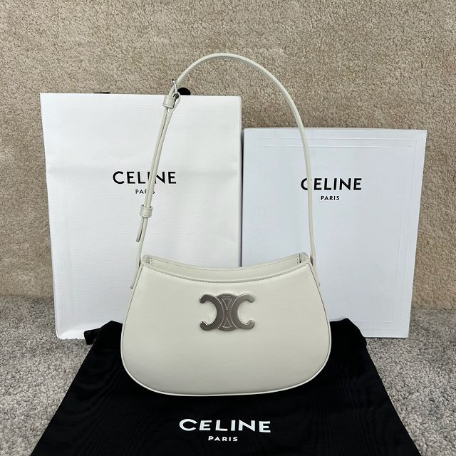 Celine original calfskin medium tilly bag 115703 white