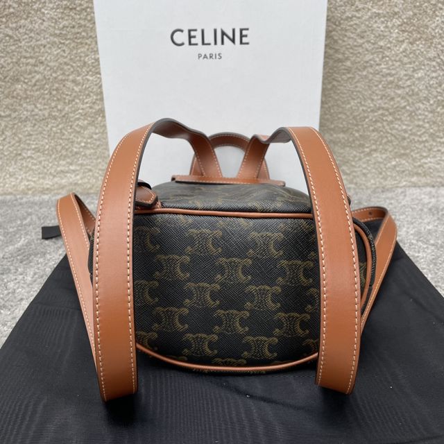 Celine original canvas triomphe mini backpack 197662 tan