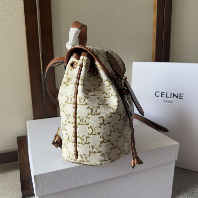 Celine original canvas triomphe mini backpack 197662 white