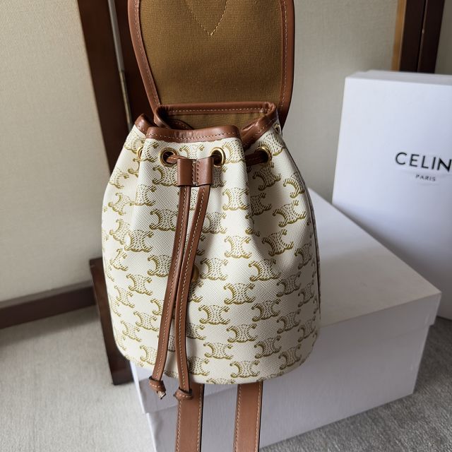 Celine original canvas triomphe mini backpack 197662 white