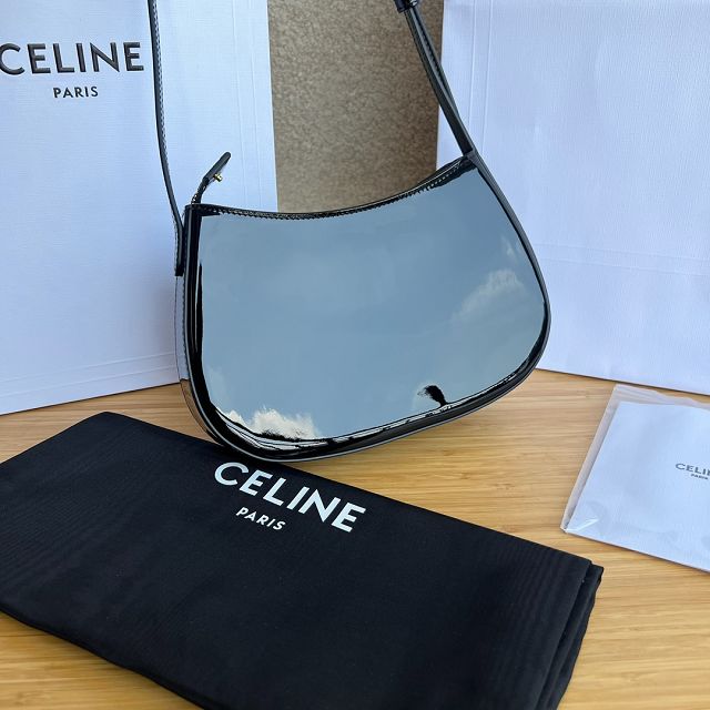 Celine original patent calfskin medium tilly bag 115703 black