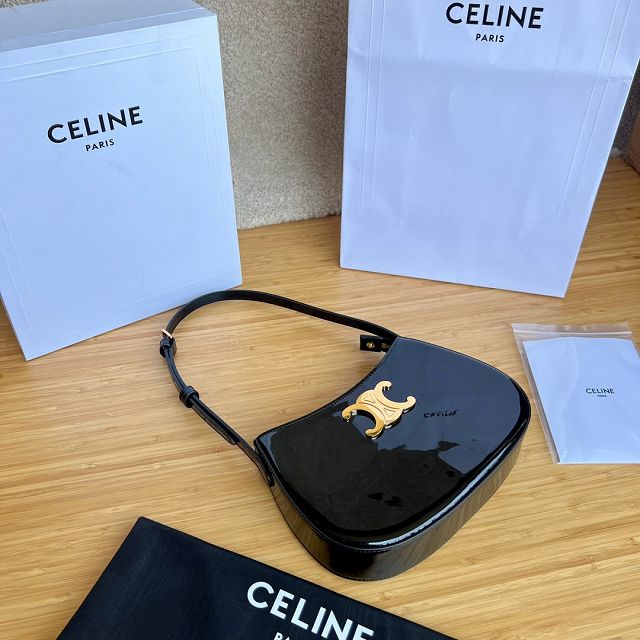 Celine original patent calfskin medium tilly bag 115703 black