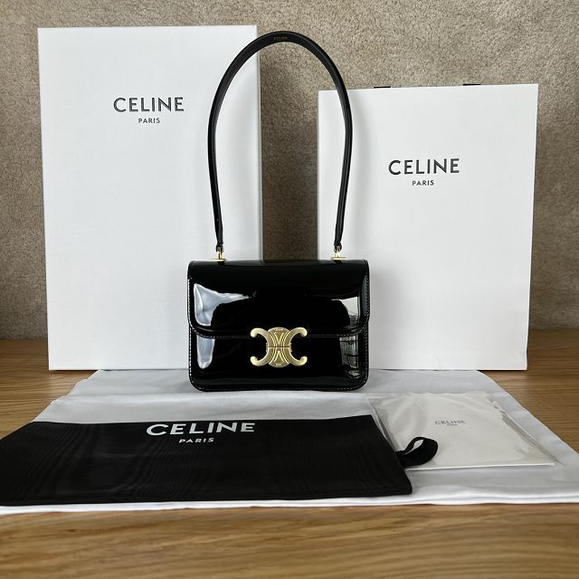 Celine original patent calfskin small garence bag 118053 black