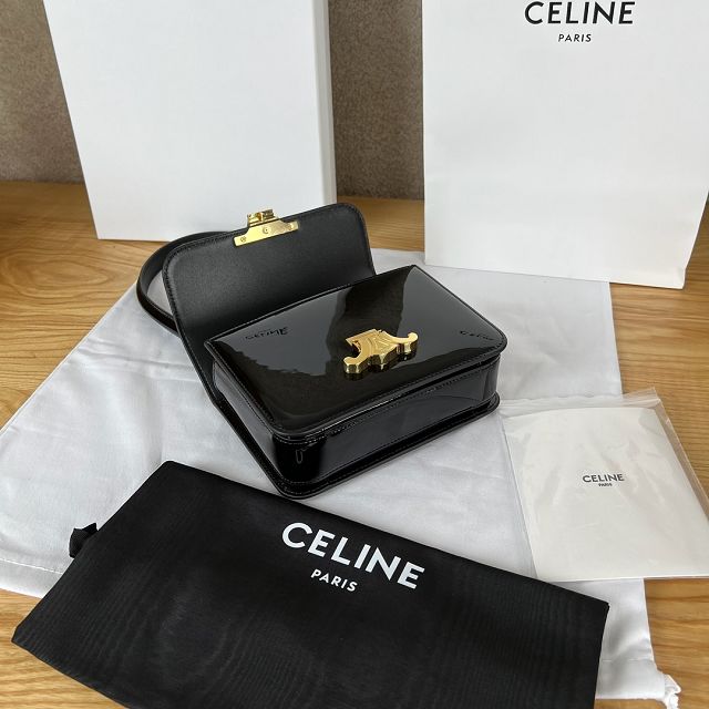 Celine original patent calfskin small garence bag 118053 black