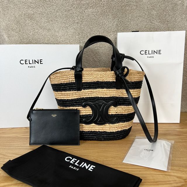 Celine original raffia supple tote handbag 115802 black